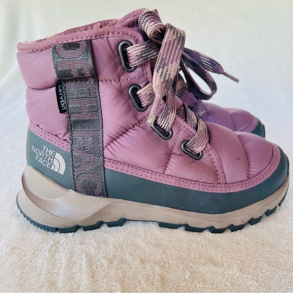 THE NORTH FACE THERMOBALL LACE UP SNOW WATERPROOF SNOW BOOTS SIZE 5 PURPLE
